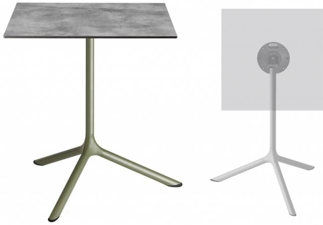 Стол ламинированный обеденный складной Tripe Maxi Folding оливковый, цементный 700х700х740 мм Стол ламинированный обеденный складной Tripe Maxi Folding оливковый, цементный 700х700х740 мм