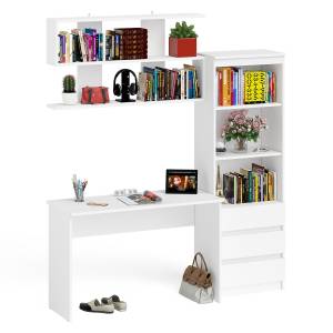 Стеллаж-комод Мори с письменным столом на 1200 и навесной полкой на 1200 цвет белый