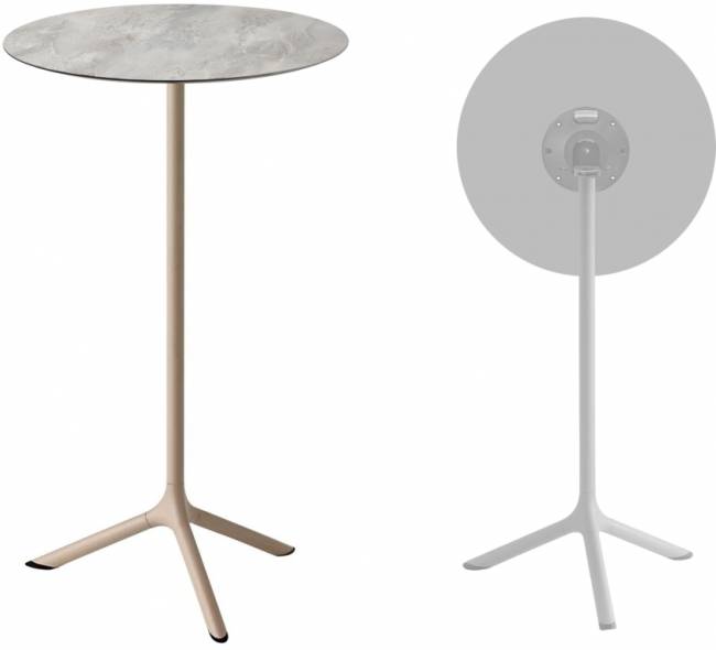 Стол ламинированный барный складной Tripe Folding тортора, каменный Ø600х1100 мм