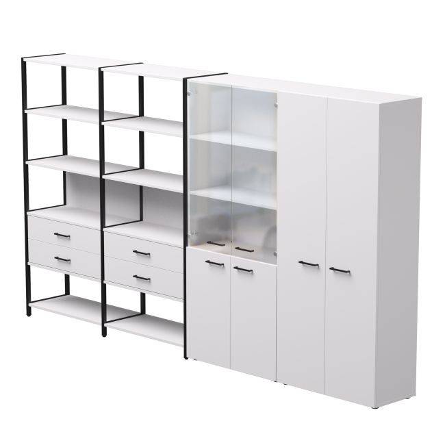 Набор стеллажных систем №16 Everprof EVO 3235x385x1840 Белый/Черный