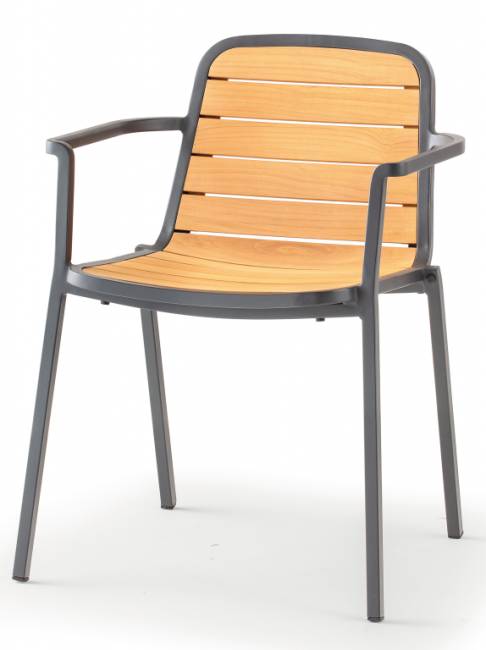 Кресло деревянное Nida темно-серый, натуральный 590х520х780 мм