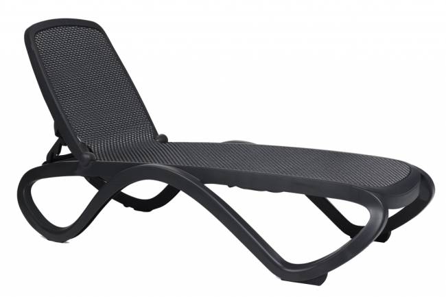 Шезлонг-лежак пластиковый Omega антрацит 1700-1945х690х910 мм
