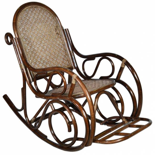 Кресло-качалка из ротанга с подножкой (Браун)