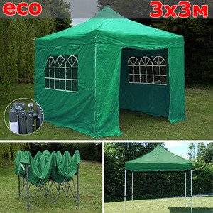 Быстросборный шатер со стенками 3х3м зеленый