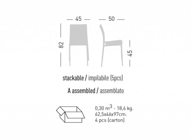 Стул пластиковый Mone 450х500х820 мм