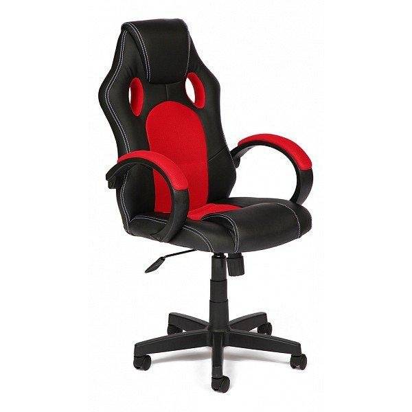 Кресло компьютерное «Рейсер Нью» (Racer New) (Искусств. чёрн. кожа + красная сетка)