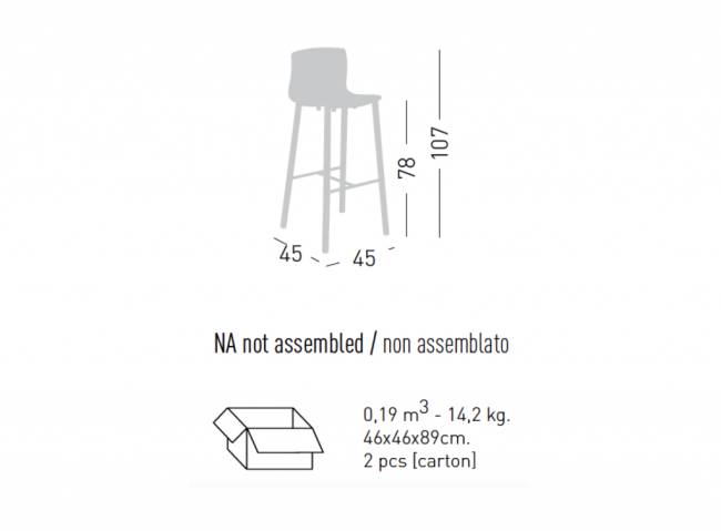 Стул барный с обивкой Slot 78 BL 450х450х1070 мм
