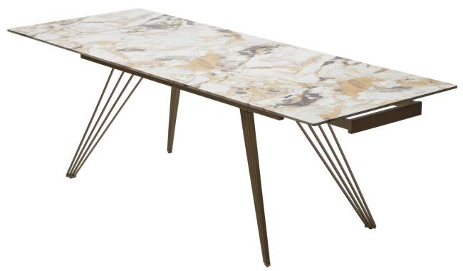 Стол ACERRA NEW 160 GLOSS GRAND JADE SOLID CERAMIC/ каркас цвета шампань, ®DISAUR