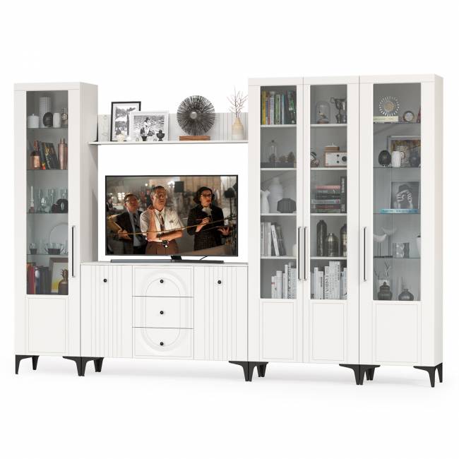 Мебель в гостиную комнату Валенсия № 105 цвет белый шагрень