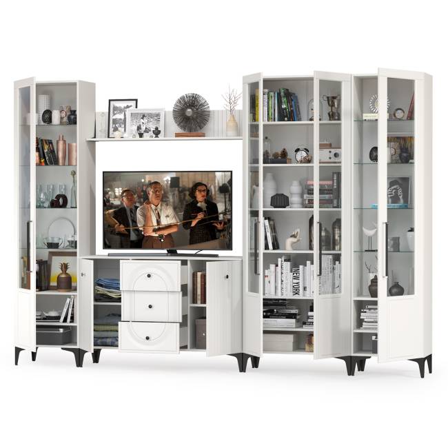 Мебель в гостиную комнату Валенсия № 105 цвет белый шагрень