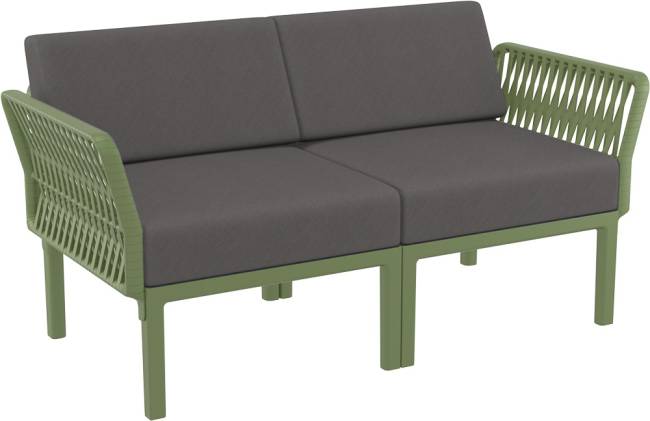 Диван пластиковый двухместный с подушками Portofino Lounge зеленый, темно-серый 1600х800х690 мм Диван пластиковый двухместный с подушками Portofino Lounge зеленый, темно-серый 1600х800х690 мм