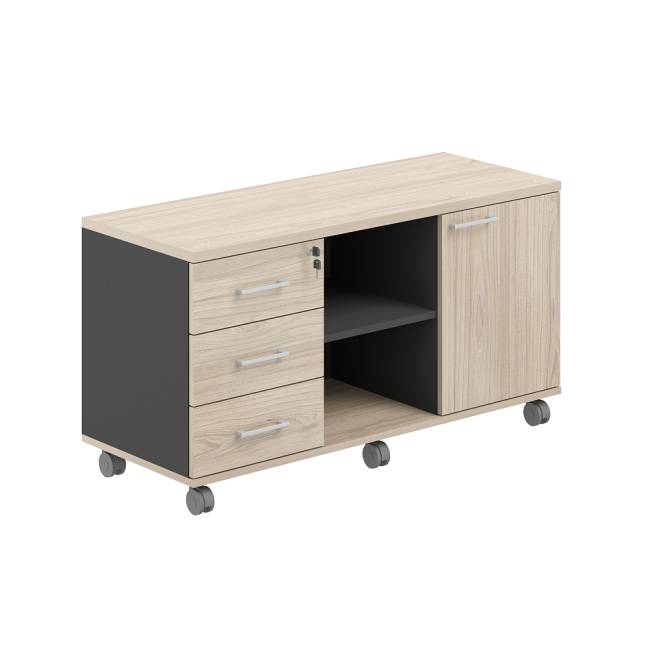 AG.291.AN.AR.AR / Тумба сервисная мобильная 1200х462х637 с замком / корпус:антрацит, топ/дно:ак.равелло, фасады:ак.равелло