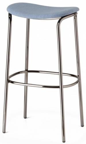 Табурет барный с обивкой Trick Pop черный глянцевый никель, голубой 350х350х770 мм