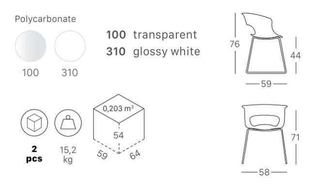 Кресло прозрачное Miss B Antishock хром, прозрачный 580х590х760 мм