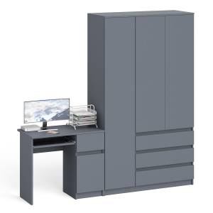 Компьютерный стол с тумбой с дверкой и ящиком правый и шкаф-комод Мори МШ1200-1 цвет графит
