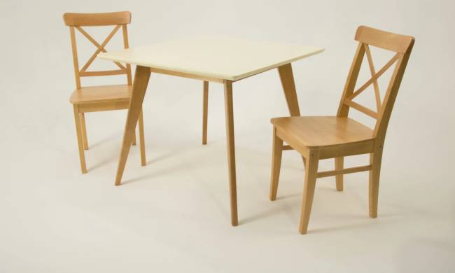 Стол Сканди М 100 натур/слоновая кость со стульями Ингольф натур