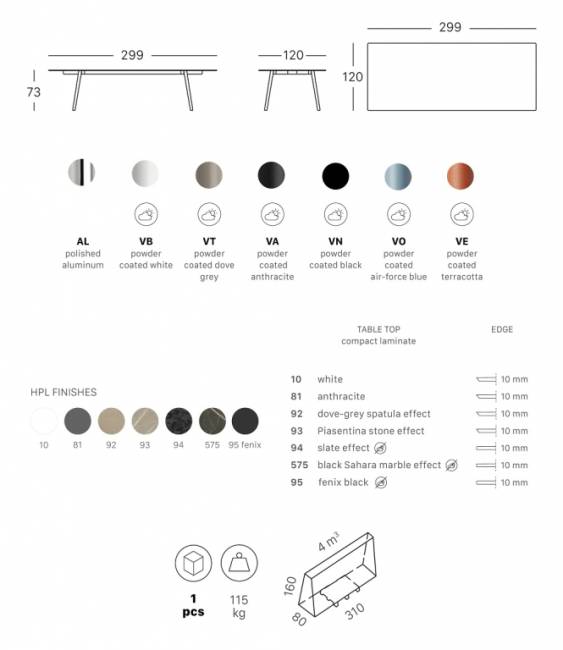 Стол ламинированный Squid терракотовый, черный мрамор Сахара 2990х1200х730 мм