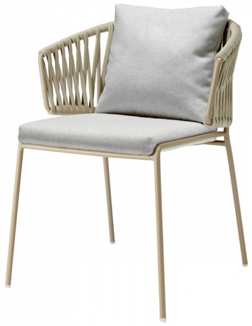 Кресло плетеное с подушкой Lisa Filo Nest тортора, глиняный, белый 640х630х770 мм