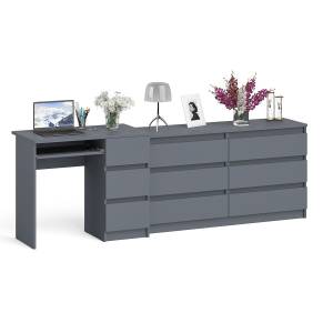 Комод 1380 6-ть ящиков Мори с однотумбовым столом компьютерным МС-6 правым цвет графит