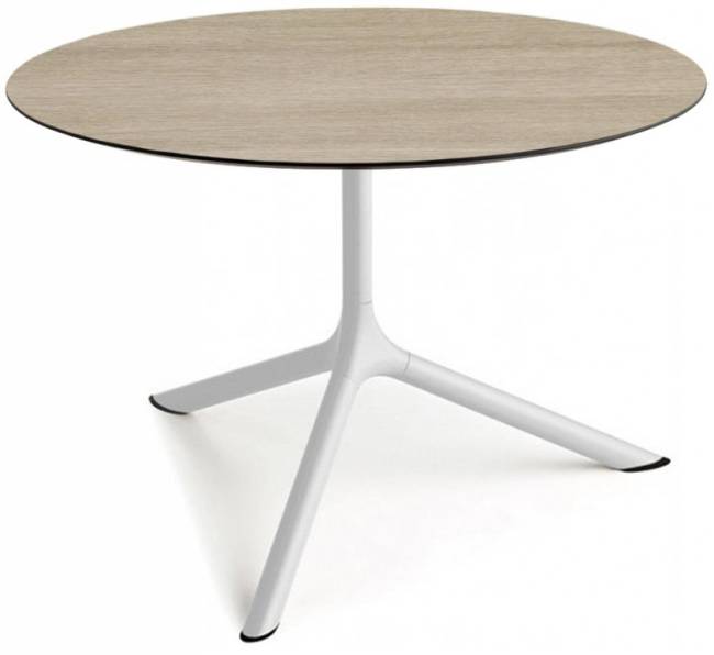 Столик ламинированный кофейный Tripe Maxi белый, состаренный дуб тортора Ø800х510 мм