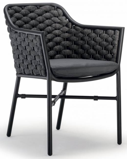 Кресло плетеное с подушками Torino антрацит, темно-серый 580х570х790 мм