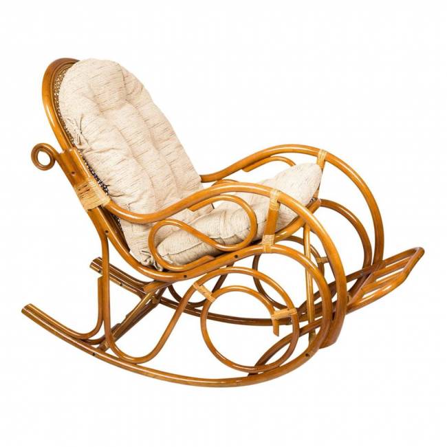 Кресло-качалка из ротанга с подножкой (Коньяк)