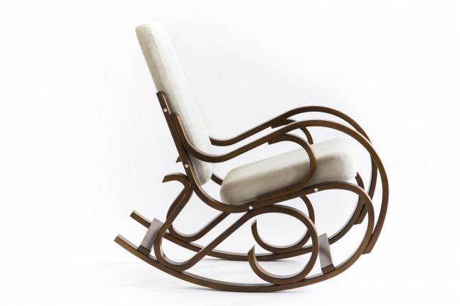 Кресло -качалка Луиза (2 уп. каркас вишня 1 уп., ткань Слоновая кость 1 уп.)