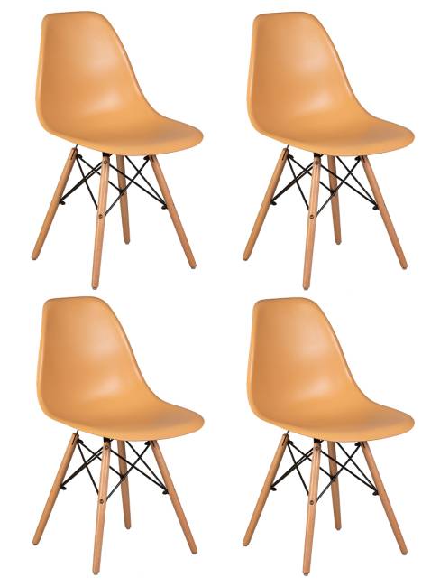 Набор 4 шт Стул обеденный DOBRIN DSW, ножки светлый бук, цвет персиковый (NX-Y-06)