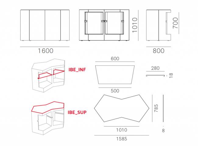 Стойка барная светящаяся Iceberg белый 1600х800х1010 мм