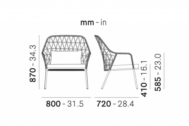 Кресло лаунж плетеное с подушкой Panarea терракотовый, розовый 800х720х870 мм