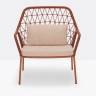 Кресло лаунж плетеное с подушкой Panarea терракотовый, розовый 800х720х870 мм