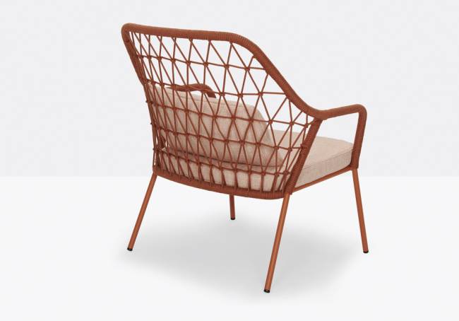 Кресло лаунж плетеное с подушкой Panarea терракотовый, розовый 800х720х870 мм