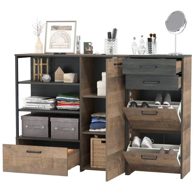 Тумба для обуви Трувор 13.241.06 с комодом с тремя нишами цвет дуб гранж песочный/интра