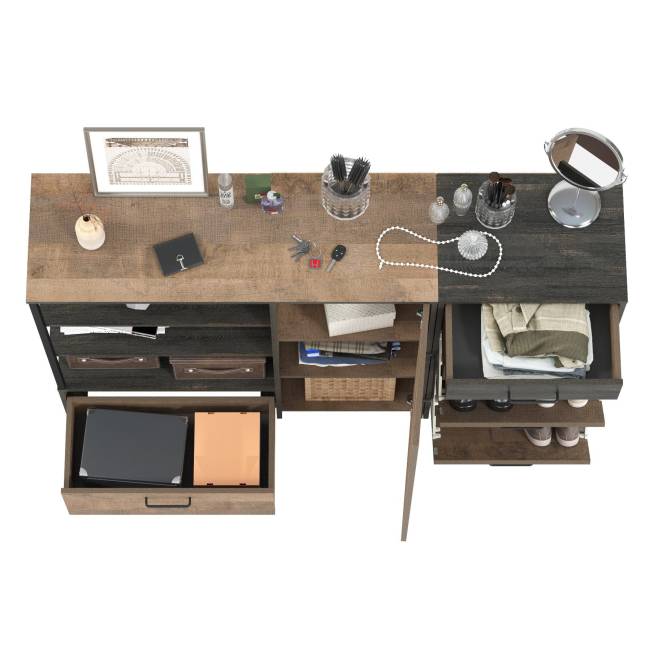 Тумба для обуви Трувор 13.241.06 с комодом с тремя нишами цвет дуб гранж песочный/интра