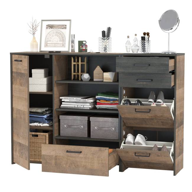 Тумба для обуви Трувор 13.241.06 с комодом с тремя нишами цвет дуб гранж песочный/интра