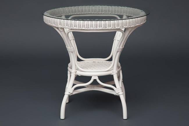 Комплект обеденный "ANDREA" ( стол со стеклом + 4 кресла + подушки) TCH White (белый), Ткань рубчик, цвет кремовый TCH White (белый)