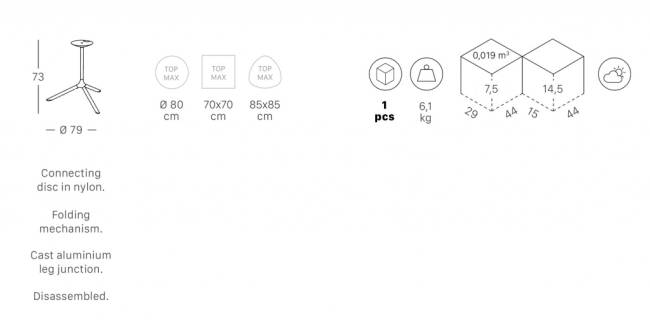 Подстолье металлическое складное Tripe Maxi Folding антрацит Ø790х730 мм