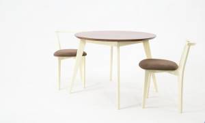 Стол Сканди К 90 слоновая кость/орех со стульями Франк слоновая кость велюр коричневый