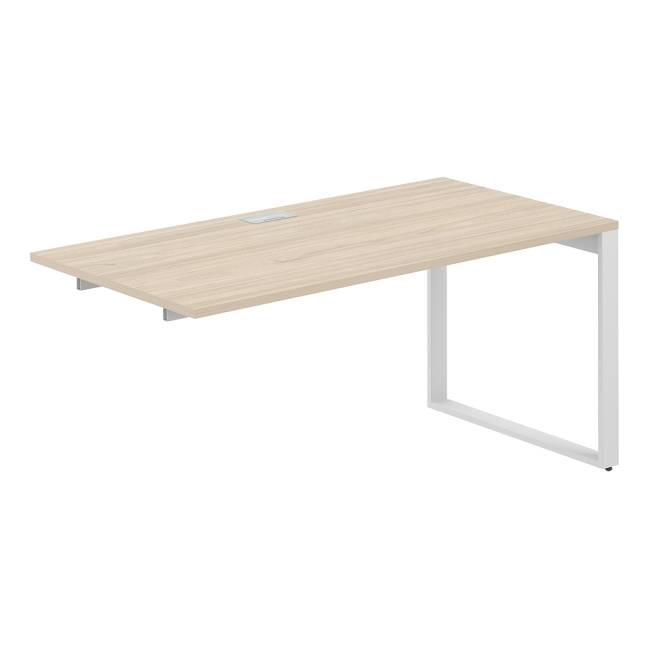 AG.189.AR.L.72.WH / Секция рабочей станции 1600х800х750 / профиль О-образный: 70х20 белый; лючок: серебро; столешница: акация равелло