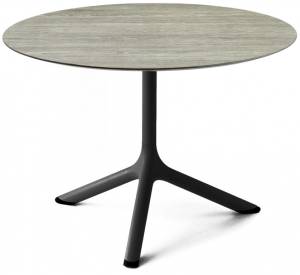 Столик ламинированный кофейный Tripe черный, состаренный серый дуб Ø700х510 мм