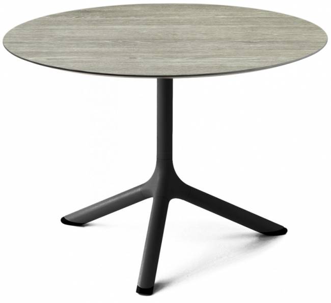 Столик ламинированный кофейный Tripe черный, состаренный серый дуб Ø700х510 мм