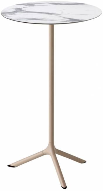 Стол ламинированный барный Tripe тортора, белый мрамор Каррара Ø600х1100 мм