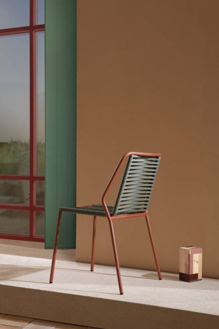 Стул металлический плетеный Philía терракотовый, темно-зеленый 565х540х810 мм