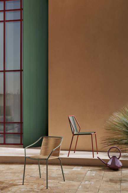 Стул металлический плетеный Philía терракотовый, темно-зеленый 565х540х810 мм