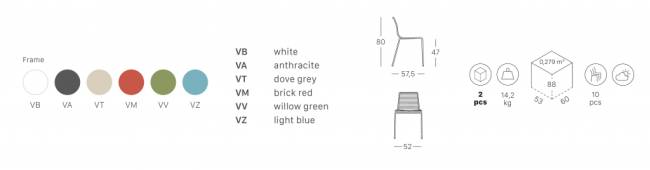 Стул металлический Summer тортора 520х575х800 мм