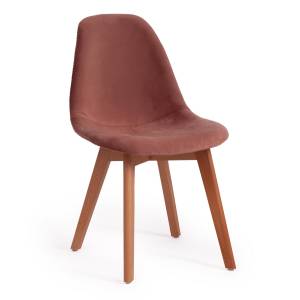 Стул Cindy Soft/Синди Софт (мод. C1021F1)/1 шт. в упаковке вельвет/дерево бук, 53 х 45 х 81 см , коралловый (HLR 44)/натуральный коралловый (HLR 44)/натуральный вельвет/дерево бук