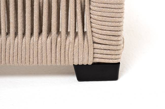 "Ривьера" шезлонг плетеный из роупа, каркас алюминий белый муар, роуп бежевый круглый, ткань бежевая 052 "Ривьера" шезлонг плетеный из роупа, каркас алюминий белый муар, роуп бежевый круглый, ткань бежевая 052