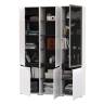 Набор шкафов в гостиную Сидней из двух шкафов13.200 и одного шкаф-витрины 13.201 цвет белый/чёрный/МДФ белый глянец