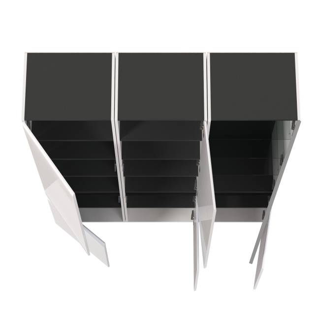 Набор шкафов в гостиную Сидней из двух шкафов13.200 и одного шкаф-витрины 13.201 цвет белый/чёрный/МДФ белый глянец