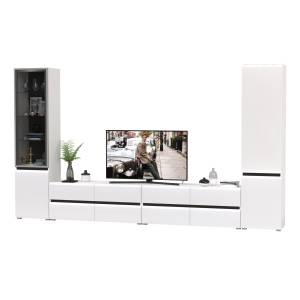 Сидней стенка модульная № 131 цвет белый/чёрный/МДФ белый глянец